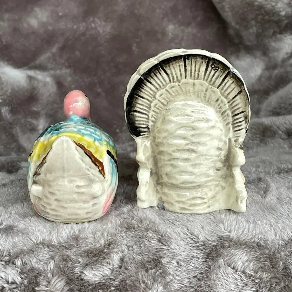Vintage Turkey Salt & Pepper Shakers Thanksgiving Hand Painted Japan Chase READ